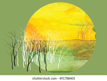 Abstract background with forest and tree to show season change