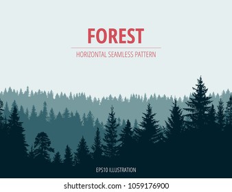  Abstrakter Hintergrund. Waldwildlandschaft. Horizontales nahtloses Muster. Vorlage für Ihr Design funktioniert. Handgezeichnete Vektorgrafik.