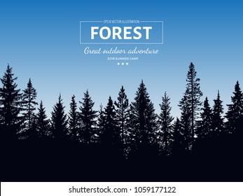 Abstract background. Forest wilderness landscape. Template for your design works. Hand drawn vector illustration.