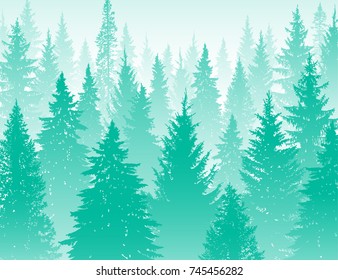 Abstrakter Hintergrund. Waldwildlandschaft. Bearbeitbare Maske für Baumschichten. Vorlage für Ihr Design funktioniert. Handgezeichnete Vektorgrafik.