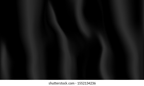 Abstract background in the form of crumpled tissue. Black waving texture for black friday sale banner. Vector illustartion.