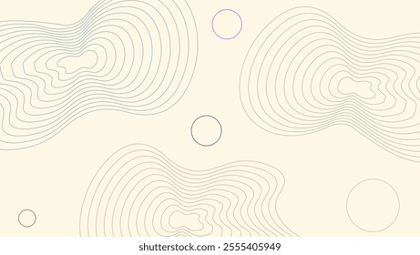 Abstract background in the form of curved lines of various sizes. Plus a few small colorful circles