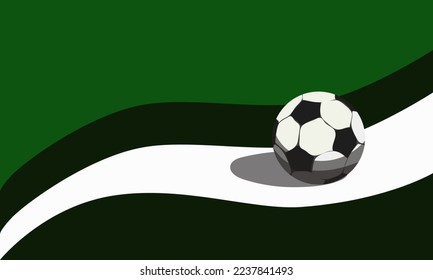 Abstract background in the form of a football field with a ball. Imitation of the game of football. The topic of football. The movement of the ball along the line. Print banner, flyer.