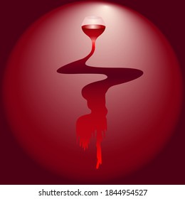 fondo abstracto en forma de vaso y de torrente de vino