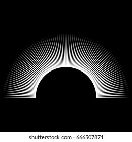 Abstract background in the form of halves of a white sun on a black background