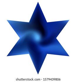 Abstract background in the form of hexagram. Trendy soft color hexagon. Festive sacred religious symbol. Blue smooth elegant colored, and easy editable modern gradient template.