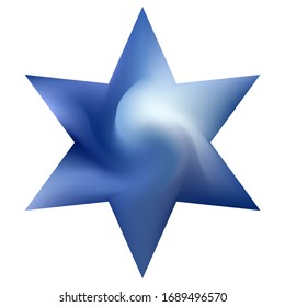 Antecedentes abstractos en forma de hexagrama. Elemento de color suave y moderno. Símbolo sagrado aislado. Color azul liso y elegante, y fácil de editar plantilla de degradado moderno.