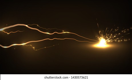 Abstract background in the form of lightning. Powerful charge causing a lot of sparks. Nature force