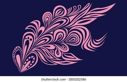 
abstract background in the form of a pink plant on a dark blue background