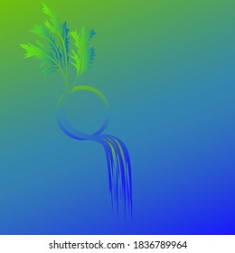 
abstract background in the form of a plant and a jet of water in green and blue tones