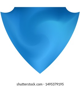 Abstract background in the form of a shield. Minimal backdrop in a style of 80th. Soft color logo. Blue smooth elegant colored, and easy editable modern gradient template.