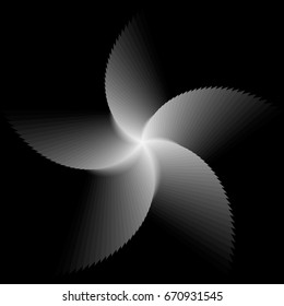 Abstract background in the form of a star scrolled through a spiral on a black background