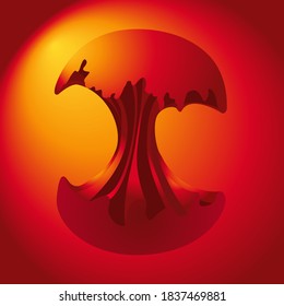 
fondo abstracto en forma de figura amarilla-roja, similar al núcleo de una manzana