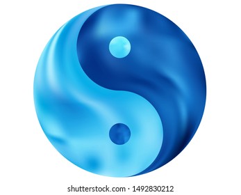 Abstract background in the form of yin yang. Trendy soft color symbol. Asian original liquid theme. Blue smooth elegant colored, and easy editable modern gradient template.