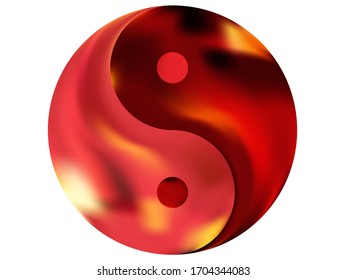 Abstract background in the form of yin yang. Isolated original liquid theme. Trendy soft color pastel. Red smooth elegant colored, and easy editable modern gradient template.