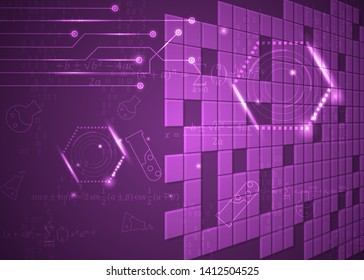abstract background of formulas, code, mathematical signs and boards, design concept of digital technology and science vector EPS10