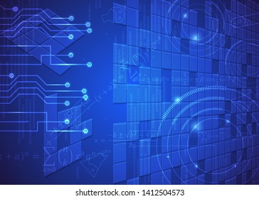 abstract background of formulas, code, mathematical signs and boards, design concept of digital technology and science vector EPS10