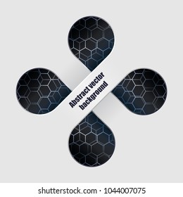 Abstract background with four holes and deep hexagon wallpaper