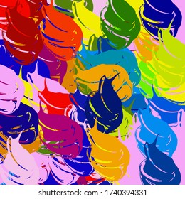 Antecedentes abstractos.  fractal, textura de pinceladas de pinceladas de pintura coloreada de líneas borrosas y manchas de diferentes formas y tamaños