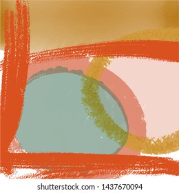 Abstract background. Fragment of impressionism artwork. Modern contemporary art. Watercolor painting with shapes, lines. 