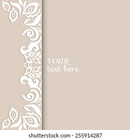 Abstract background, frame border floral pattern, wedding invitation or greeting card design, beautiful luxury postcard, ornate page cover, ornamental vector illustration