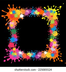 Abstract background. Frame With colored blots isolated on black background.   Celebration background with blot and place for your text. Vector Illustration . Vector Illustration 