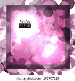 Abstract background with frame and colorful translucent circles. Vector format.