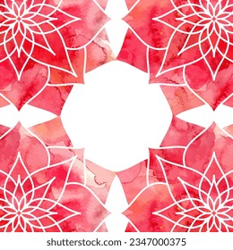 Fondo abstracto con marco para la cubierta decorada con motivos de color rojo mandala en estilo oriental étnico asiático