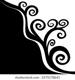 Abstract background frame with curls. hand drawing. Not AI, Vector illustration