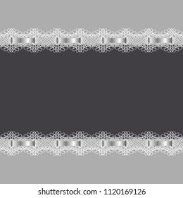 Abstract background. Frame decorated with lace and ribbon