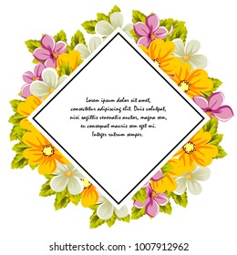 abstract background frame of flowers. For design postcards, greeting, invitation for a birthday, wedding, party, holiday, celebration. For the decoration. Vector illustration