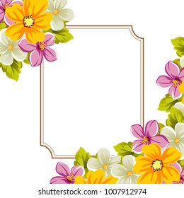 abstract background frame of flowers. For design postcards, greeting, invitation for a birthday, wedding, party, holiday, celebration. For the decoration. Vector illustration