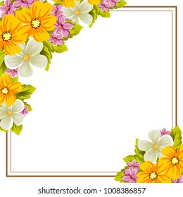 abstract background frame of flowers. For design postcards, greeting, invitation for a birthday, wedding, party, holiday, celebration. For the decoration. Vector illustration