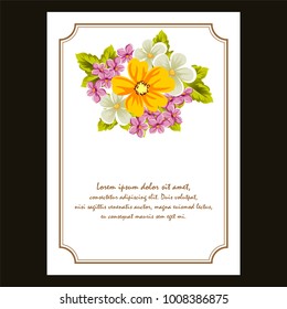 abstract background frame of flowers. For design postcards, greeting, invitation for a birthday, wedding, party, holiday, celebration. For the decoration. Vector illustration