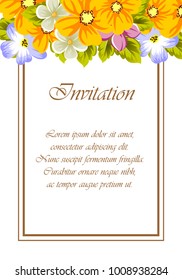 abstract background frame of flowers. For design postcards, greeting, invitation for a birthday, wedding, party, holiday, celebration. For the decoration. Vector illustration