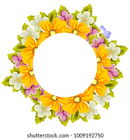abstract background frame of flowers. For design postcards, greeting, invitation for a birthday, wedding, party, holiday, celebration. For the decoration. Vector illustration