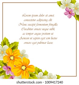 abstract background frame of flowers. For design postcards, greeting, invitation for a birthday, wedding, party, holiday, celebration. For the decoration. Vector illustration