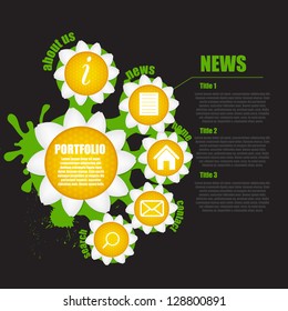 Abstract  background with frame and flowers. Vector illustration.