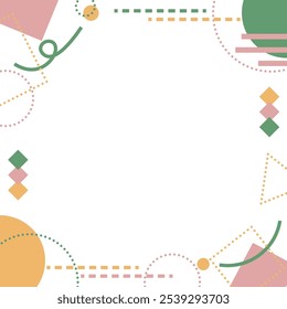 Abstract background frame with geometric shapes, pop design, square size