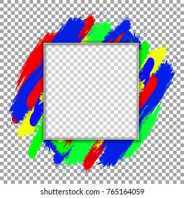 Abstract background frame of glass with smears of paint of different colors.