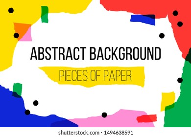 Abstract background with frame of pastel paper, overlay effect. Kids sketch drawing artwork. Cute school banner with copy space. Memphis style. Vector Illustration.