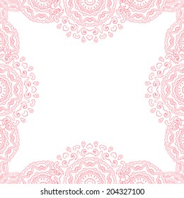 abstract background, frame - pink mandala. Doodle style