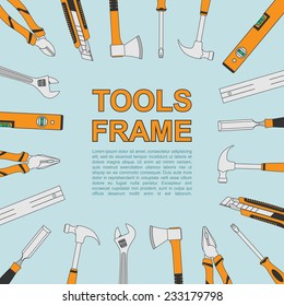 abstract background with frame with tools icons