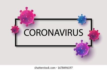 Abstract background with frame and a viral cell in microscopic form. Coronavirus COVID-19 concept design