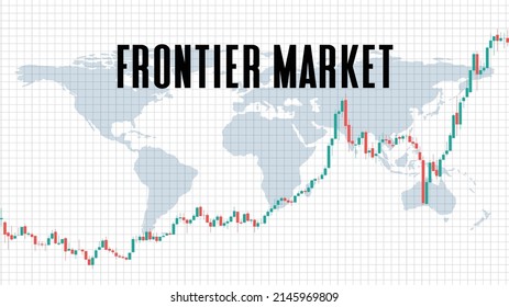 abstract background of frontier market stock market on white background