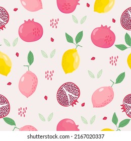 Abstrakter Hintergrund mit Obst, bunter Hintergrund, Zitronenhintergrund.Nahtloses Muster. Farbmuster