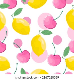 Abstrakter Hintergrund mit Obst, bunter Hintergrund, Zitronenhintergrund.tropisch. Farbmuster