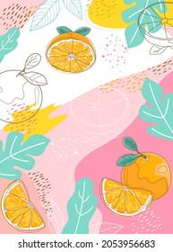Abstract background with fruit, colorful background, Orange background.tropical.Natural Wallpaper. sale banner