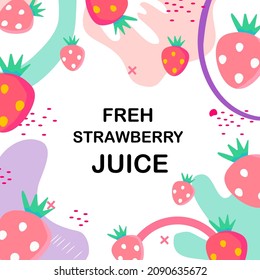Abstrakter Hintergrund mit Obst, bunter Hintergrund, Erdbeerhintergrund.tropisch, Frische Konzeption