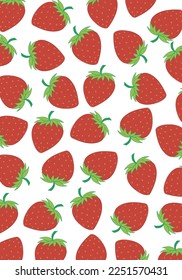 Abstract background with fruit print. Bright colored Strawberry Vector Illustration. Wallpaper template in pastel colores